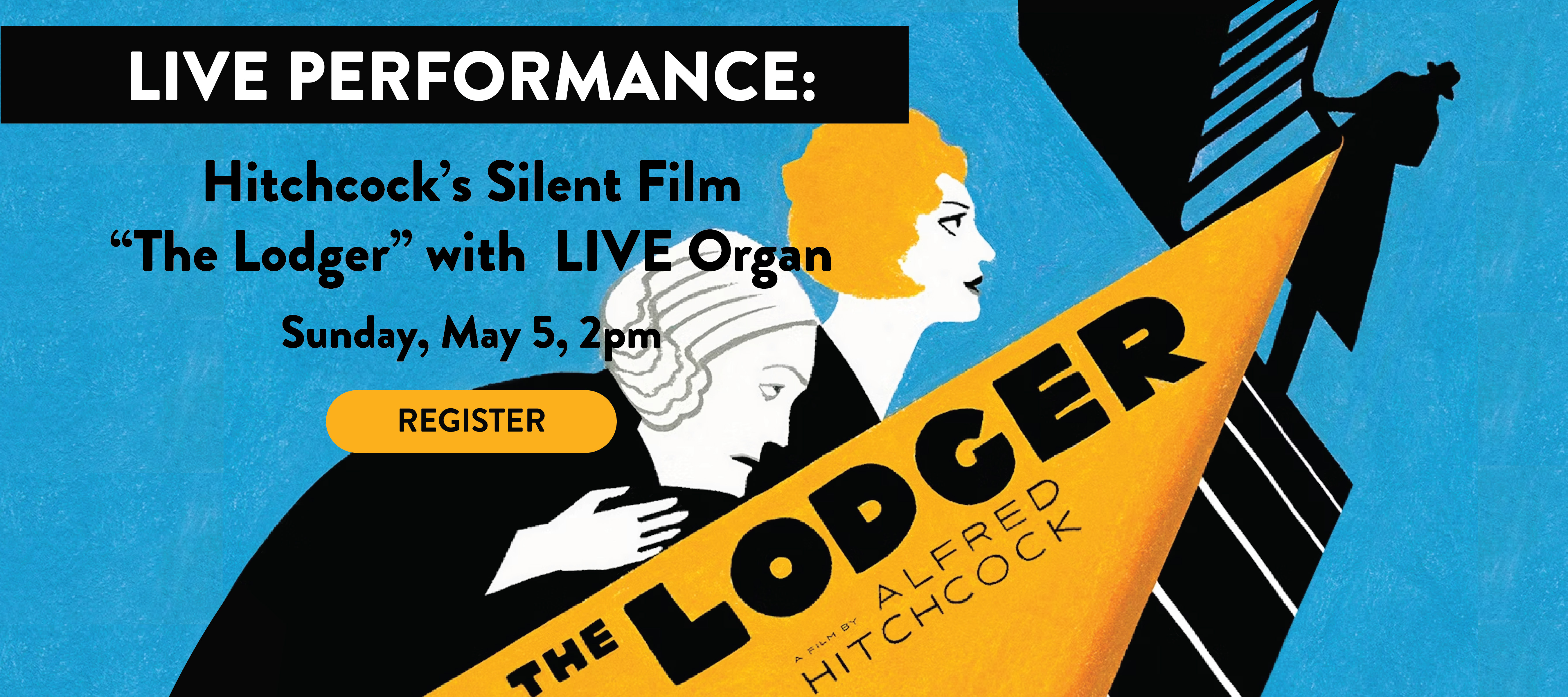 phpl, Prospect Heights Public Library, live performance, Alfred Hitchcock, The Lodger, live organ, silent film, film showing, vintage film, Adult