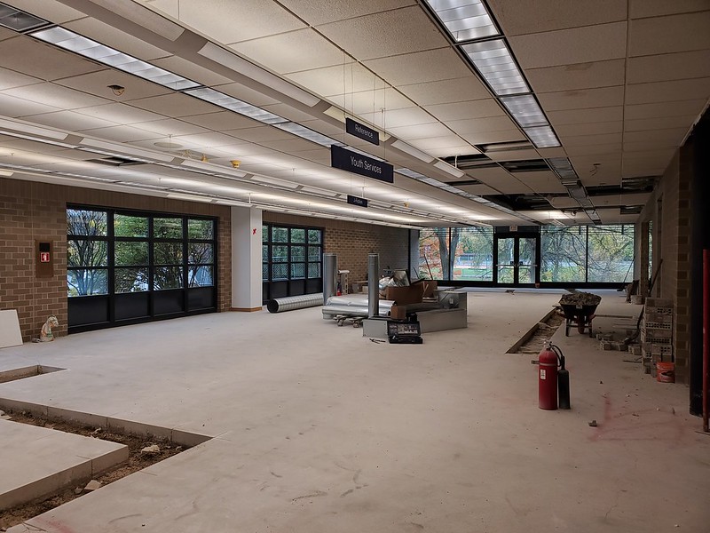 Image of the library interior renovation progress