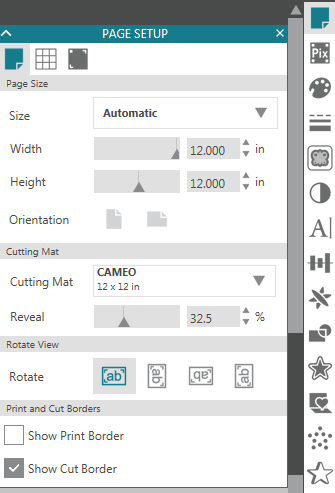 Page setup settings screenshot