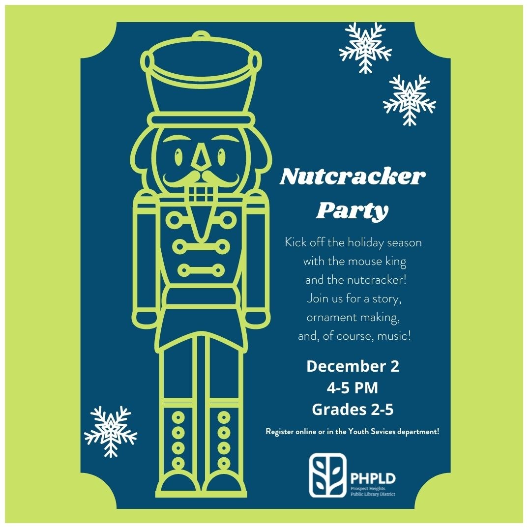 nutcracker drawing outline, snowflakes in corners, includes party details
