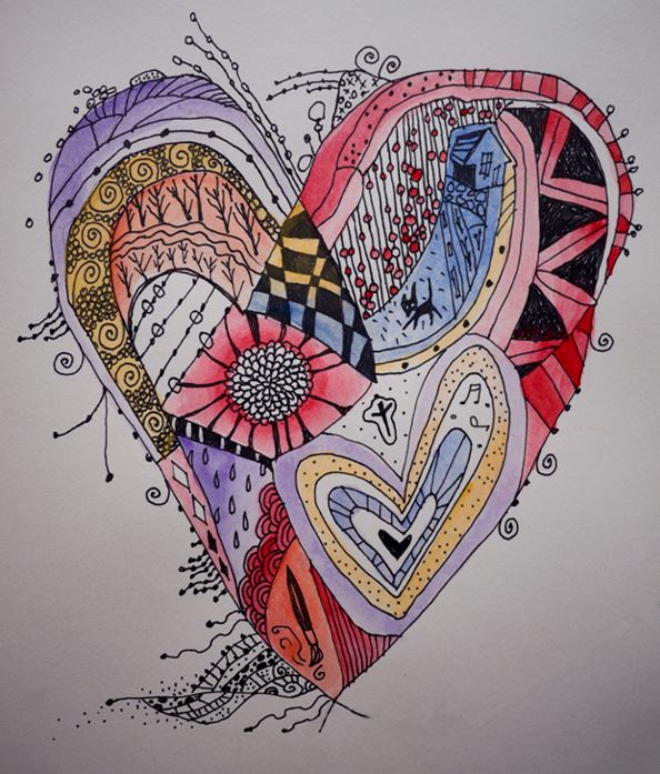 image, colorful lined heart graphic