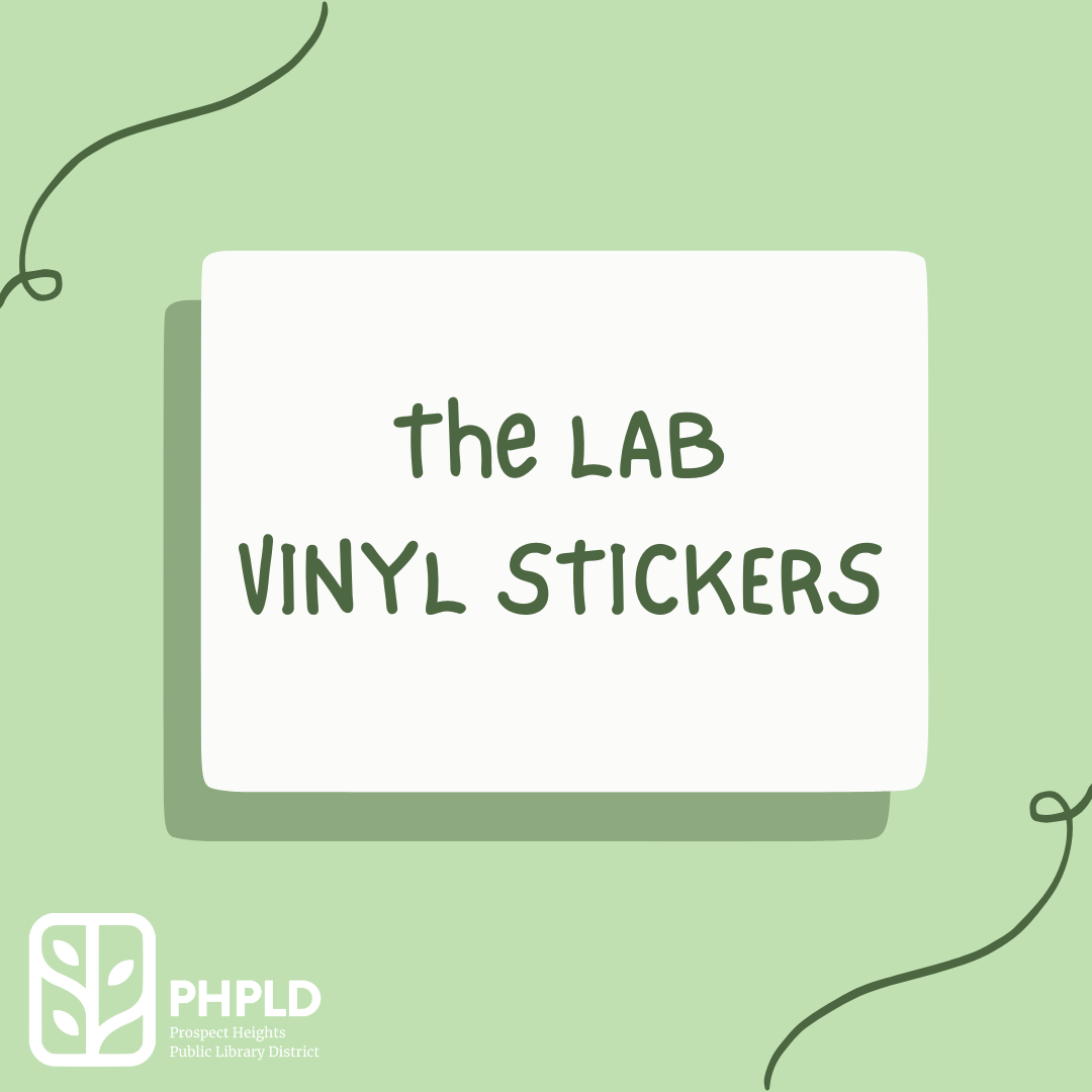 green square with text "The Lab: Vinyl Stickers"