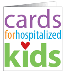 a white greeting card with the words Cards for Hospitalized Kids on it
