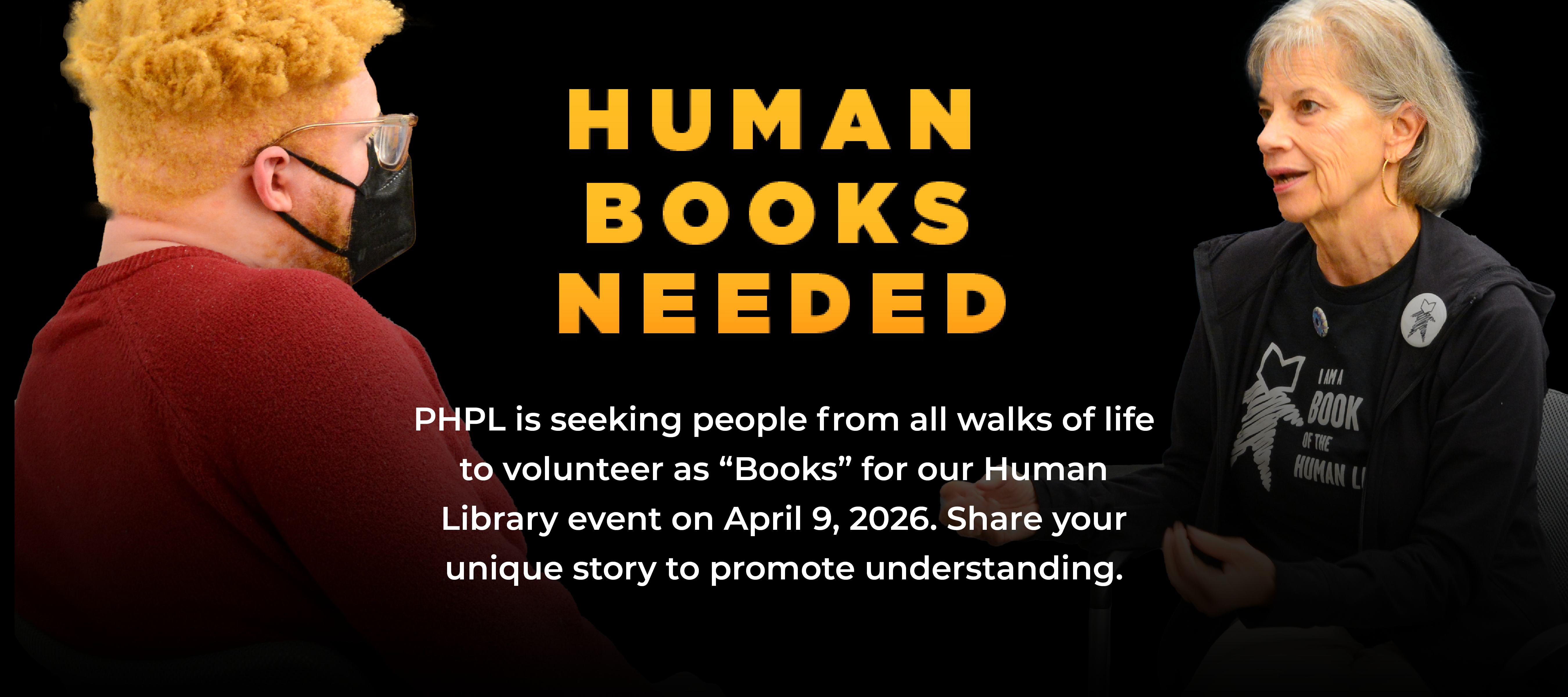 phpl, Prospect Heights Public Library, Human Library, Books needed, volunteer, Inclusion, learn, Adult