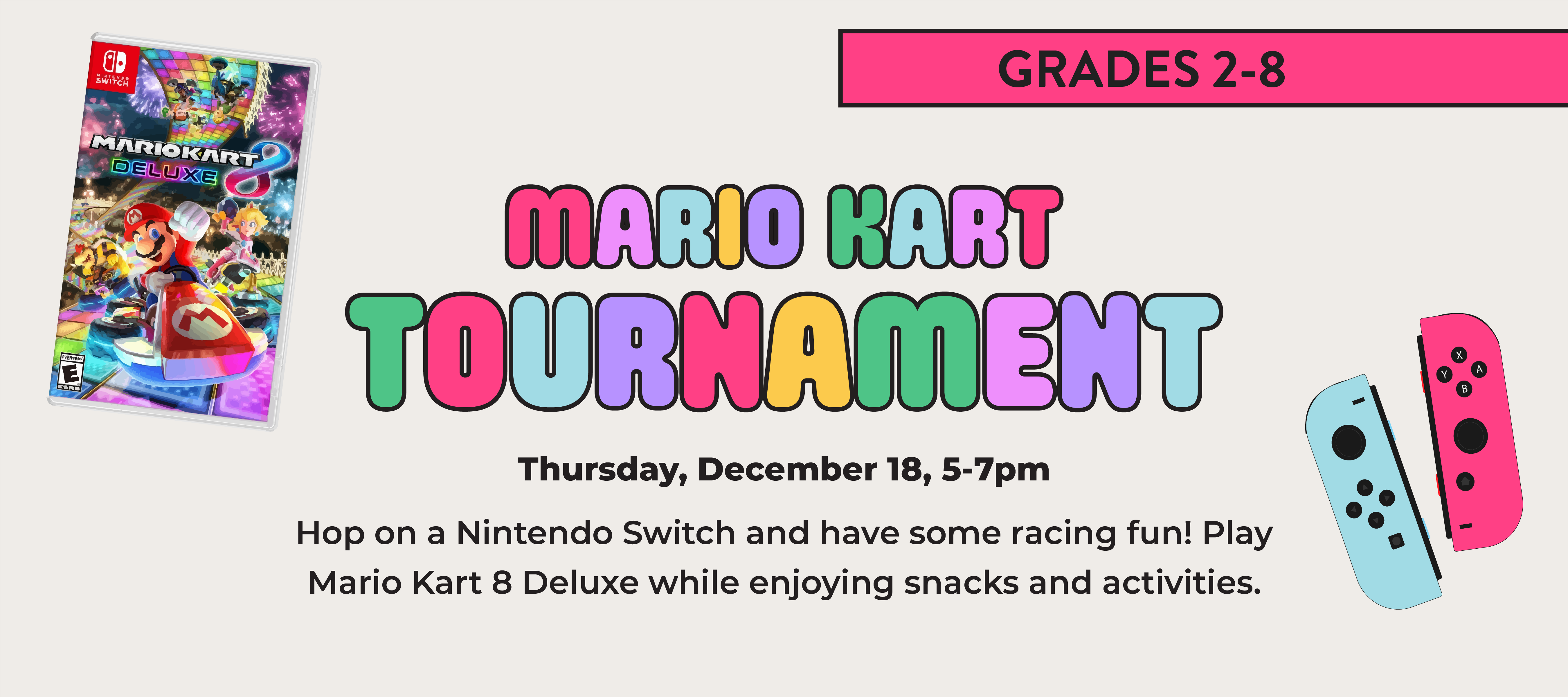 phpl, Prospect Heights Public Library, Mario Kart Tourney, play games, fun activities, Youth, Teen