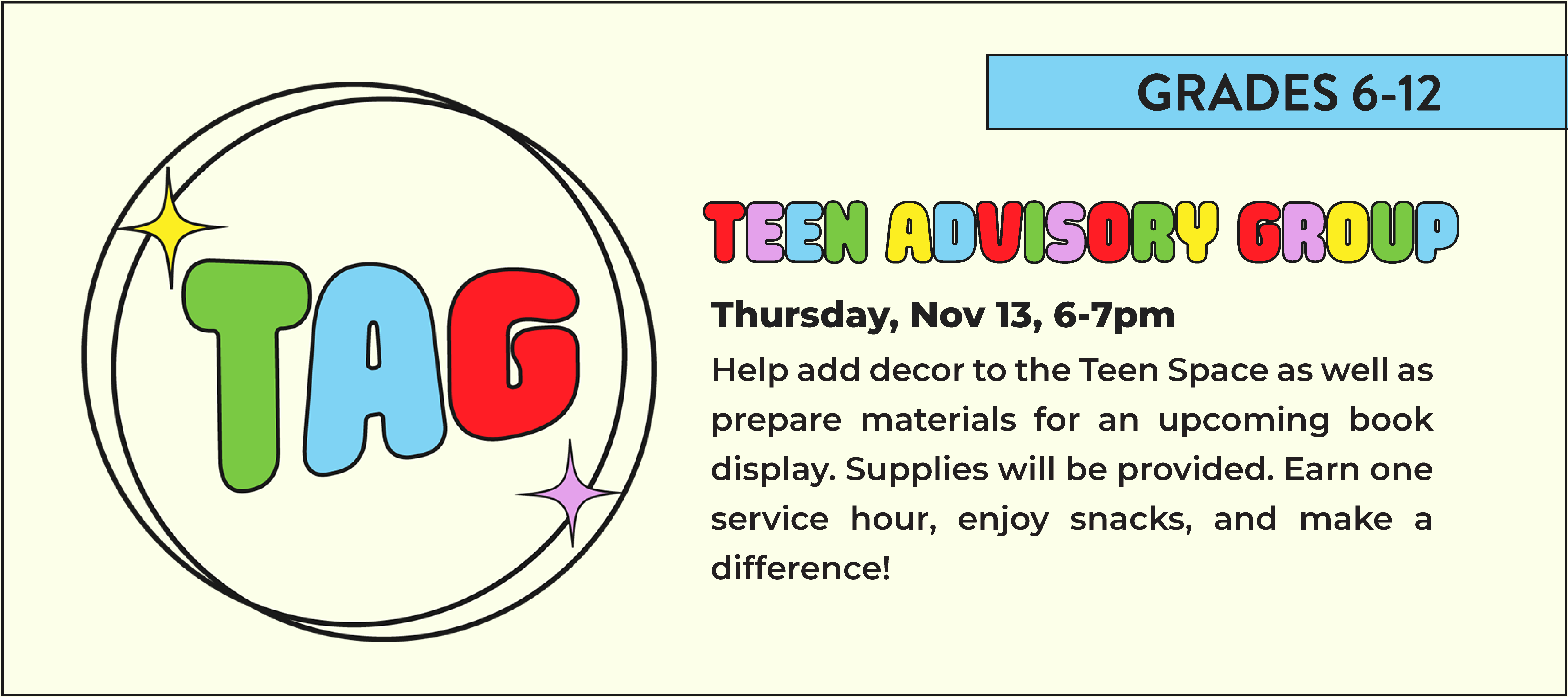 phpl, Prospect Heights Public Library, Teen Advisory Group, Teen Space, volunteer, activities, snacks, Teen