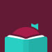 Libby Application Icon of an open book with a head just above and a small bookmark symbol