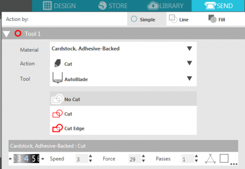 Cut settings screenshot