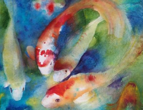 Picture of koi pond painting