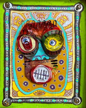 Upcyled Folk Art, recycle, repurposed art, aluminum can