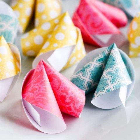 folded colorful fortune cookies made of paper