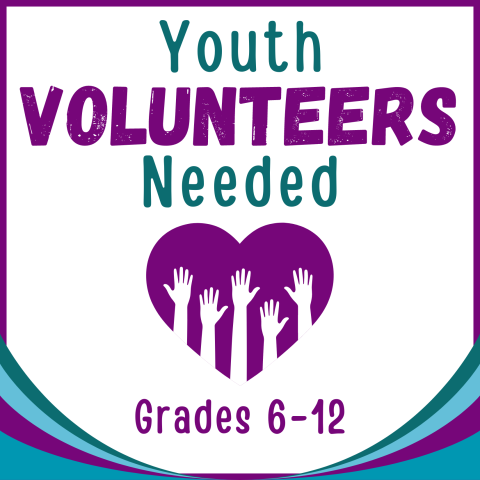 Text stating Youth Volunteers Needed