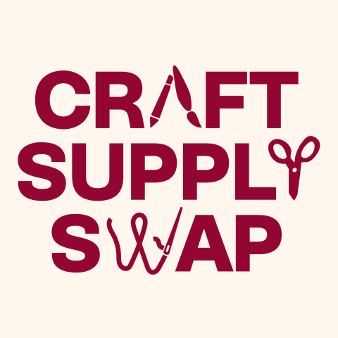 craft supply swap is written out with letters substituted for common craft items like a pair of scissors in place of the Y