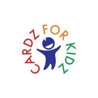 Text stating Cardz for Kids that is circled around a child