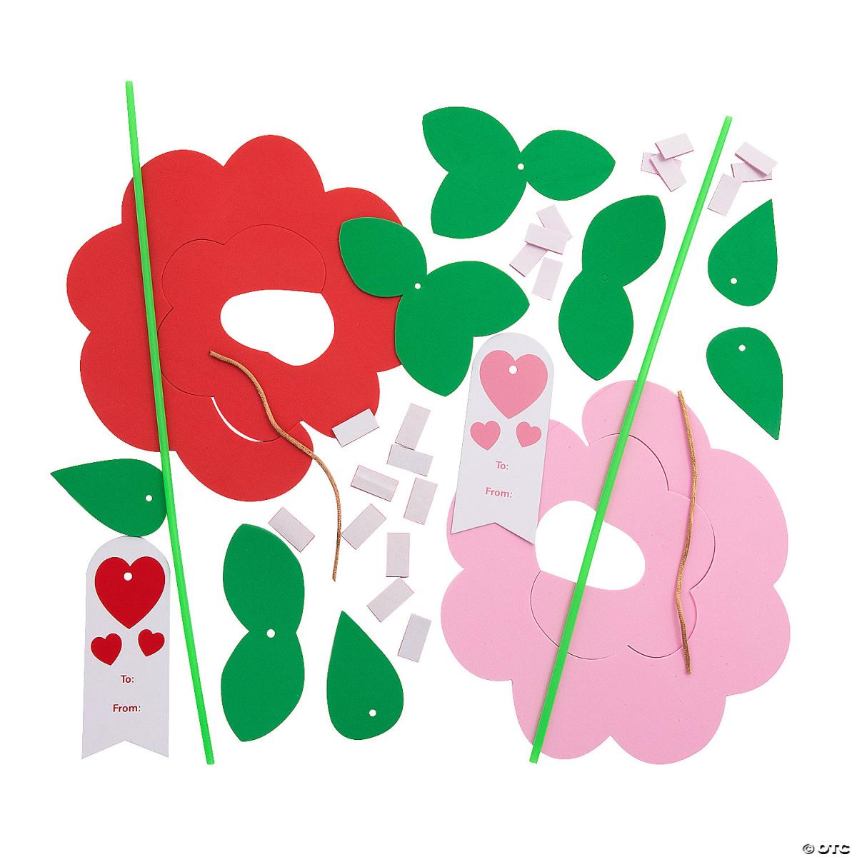 pieces of foam in the shapes of petals and leaves