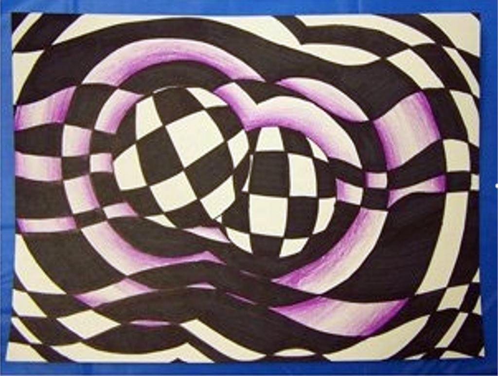 lnk and colored checkerboard illusion drawing
