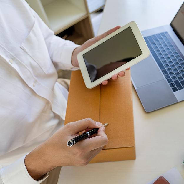 Seller prepares package.