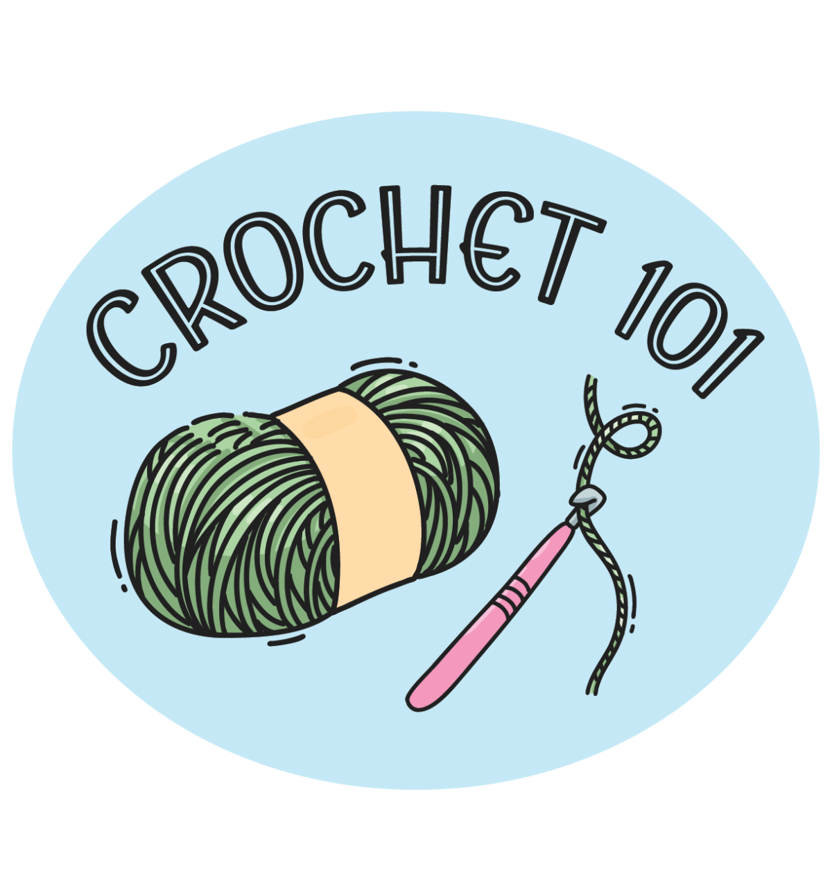 a bundle of yarn with a yarn hook