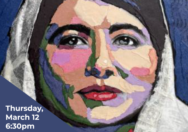 Paper collage of Malala's face.