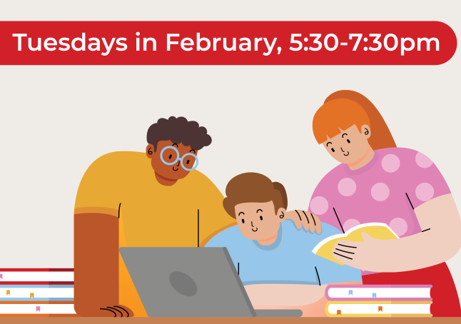 Promotional illustration of kids working on homework.