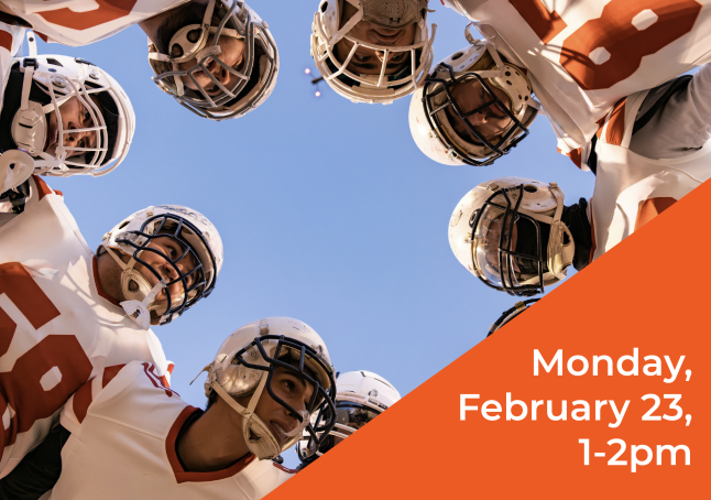 Promotional image of a football huddle.